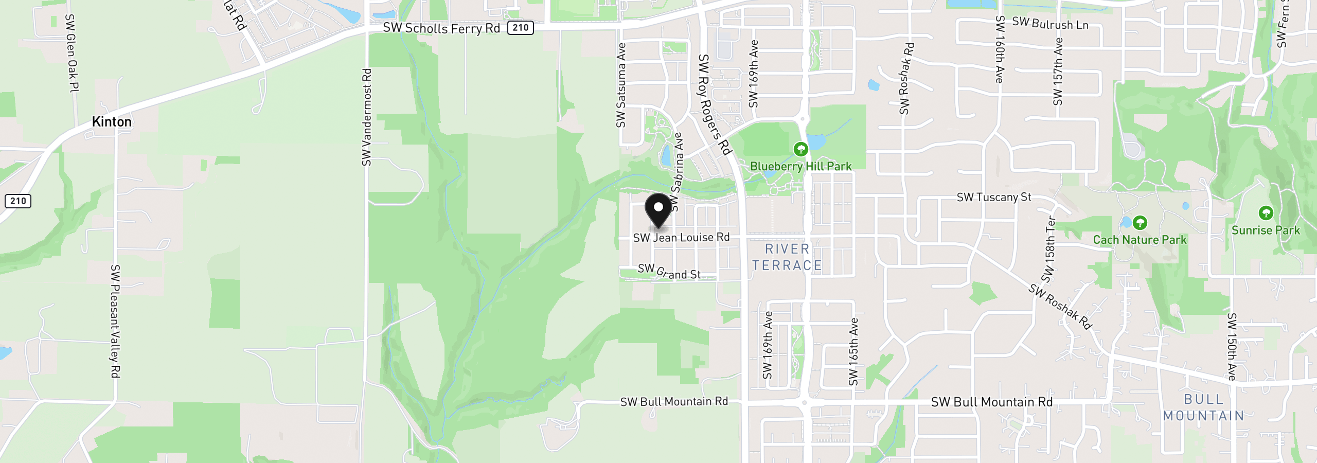 Map showing the location of 17387 SW Jean Louise Rd, Sherwood, OR 97140