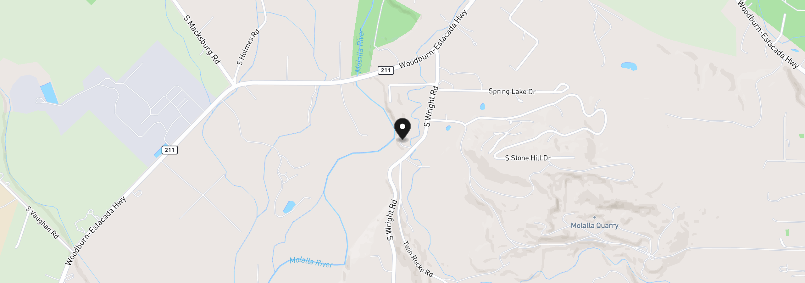 Map showing the location of 30953 S Wright Rd, Molalla, OR 97038