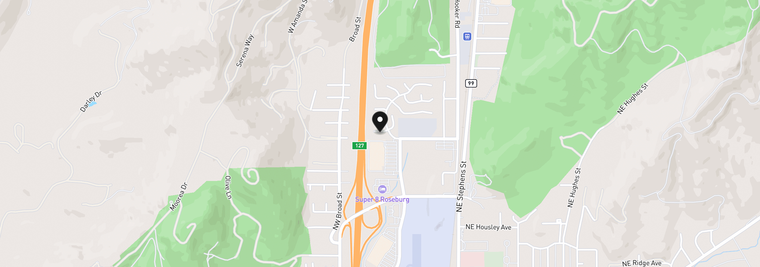 Map showing the location of 106 Shadow Ranch Ln, Roseburg, OR 97470
