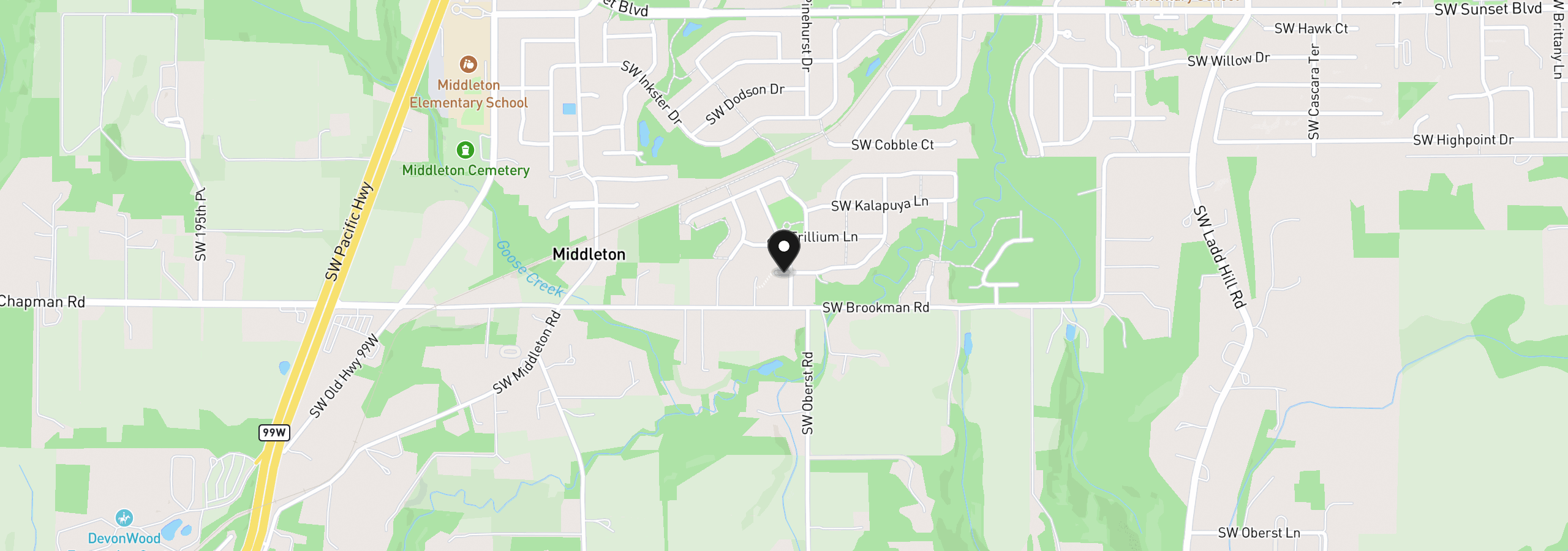 Map showing the location of 17636 SW Wapato Island Dr, Sherwood, OR 97140