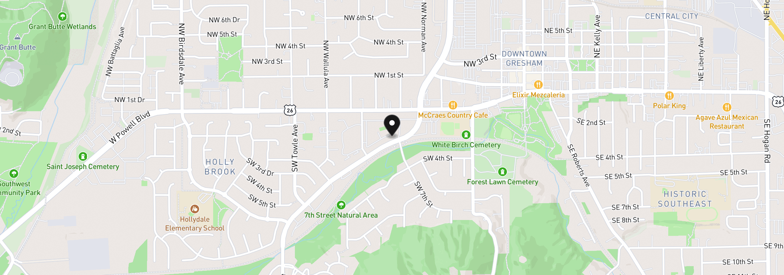 Map showing the location of 200 SW Florence Ave I-18, Gresham, OR 97080