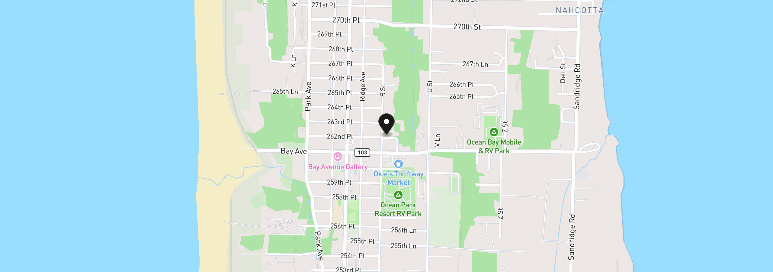 Map showing the location of 26202 R St, Ocean Park, Wa 98640