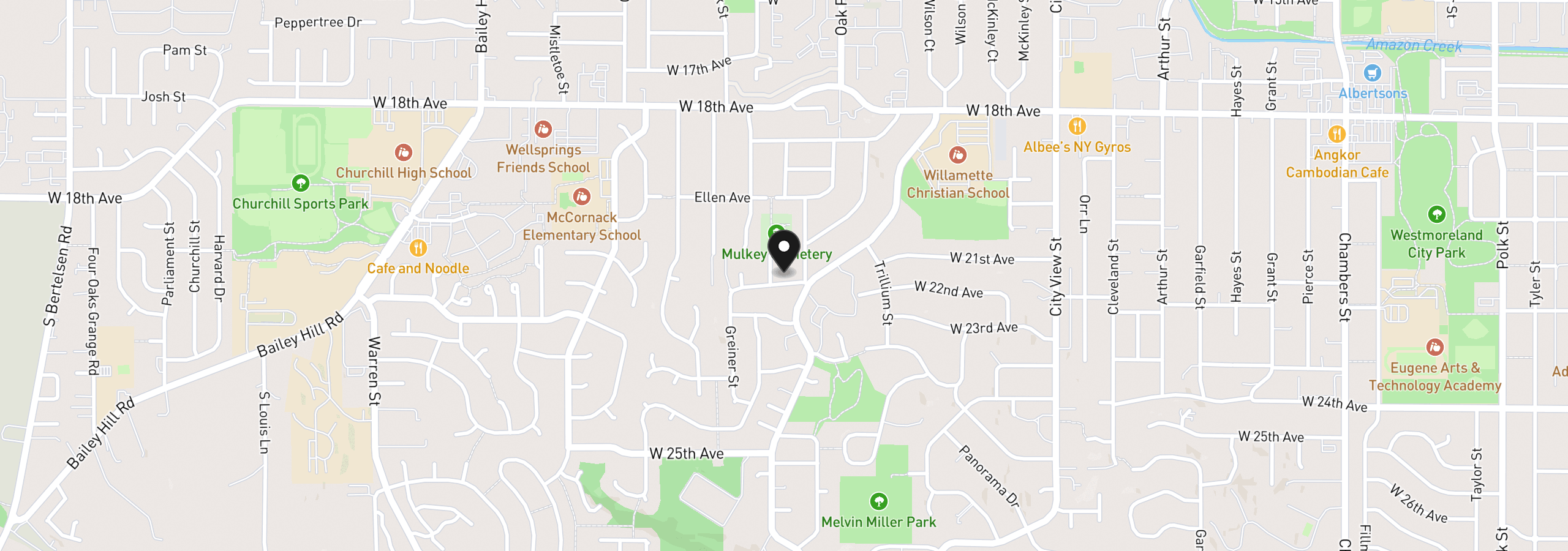 Map showing the location of 3319 S Lambert St, Eugene, OR 97405
