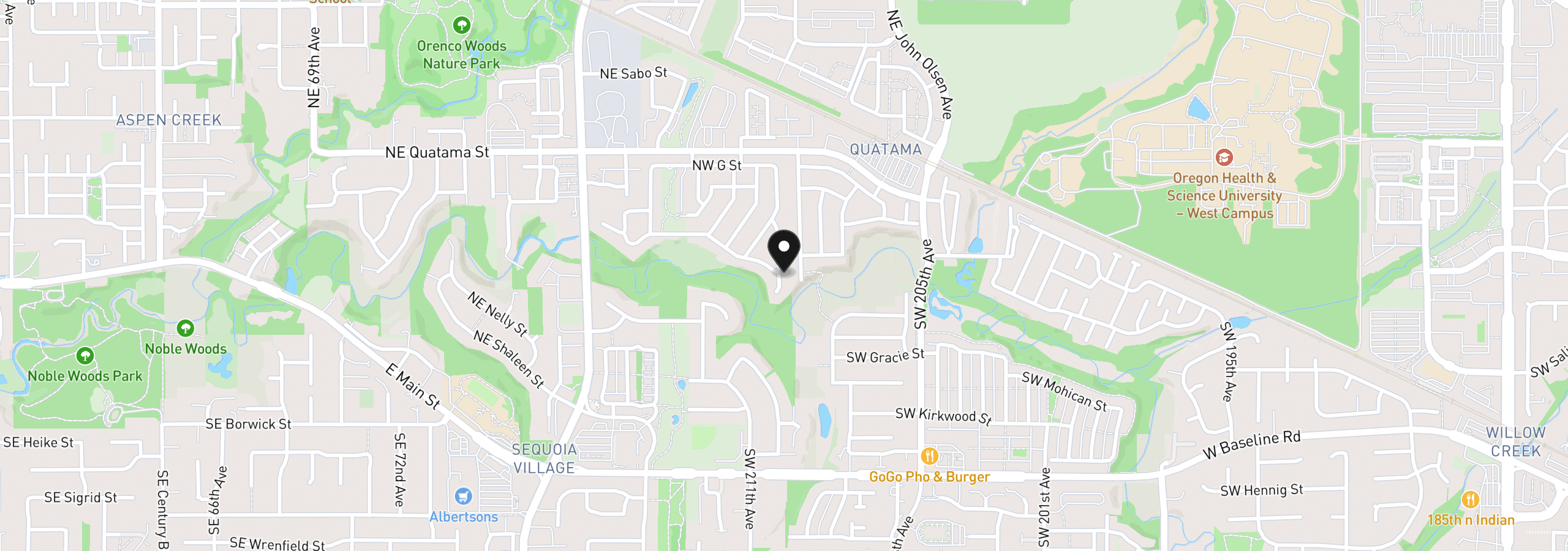 Map showing the location of 8300 NE Quatama St 159, Hillsboro, OR 97006