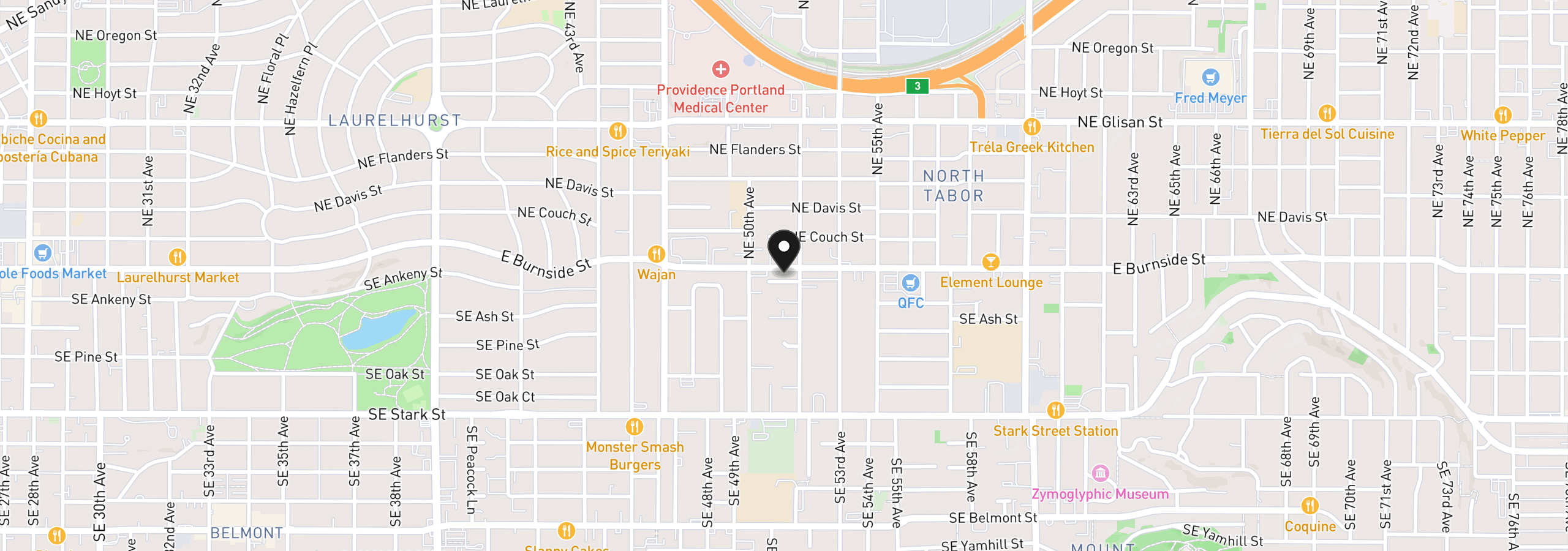 Map showing the location of 5127 SE Ankeny St, Portland, OR 97215