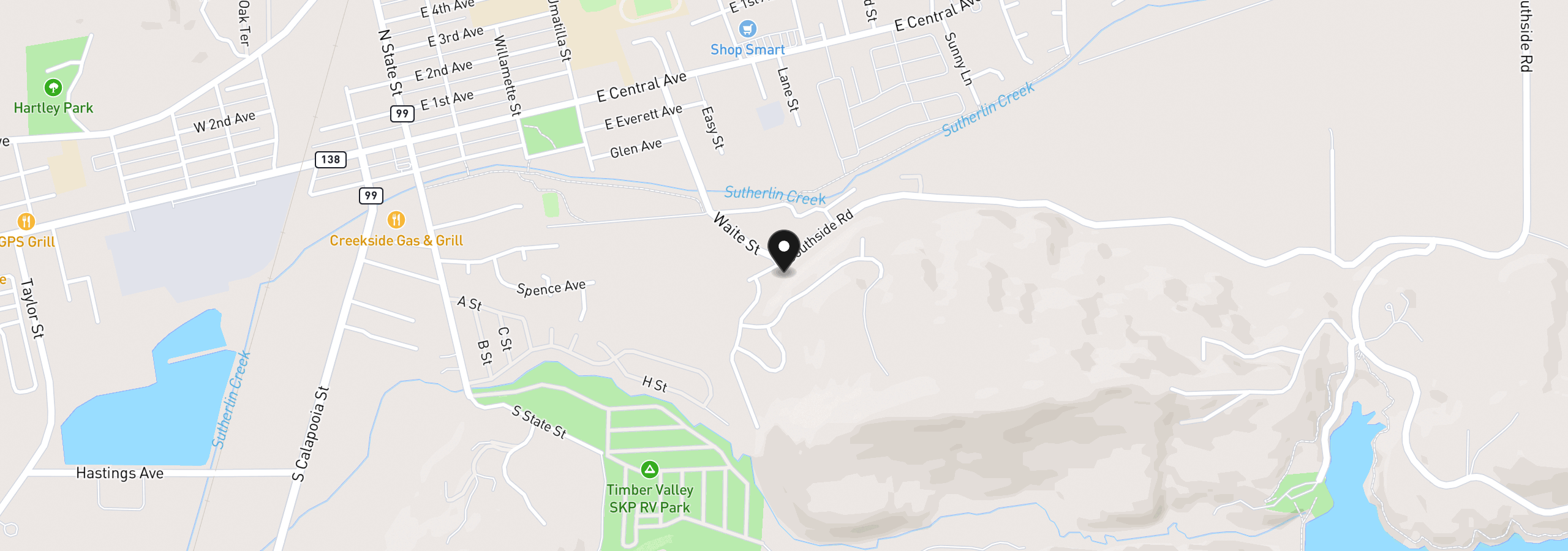 Map showing the location of 720 Southside Rd, Sutherlin, OR 97479