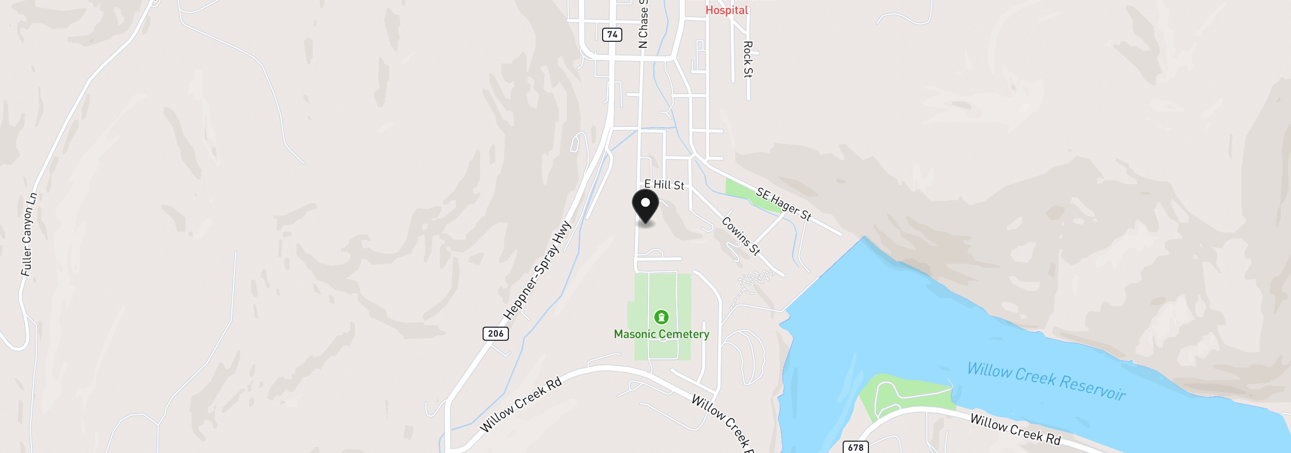 Map showing the location of 600 S Chase St, Heppner, OR 97836