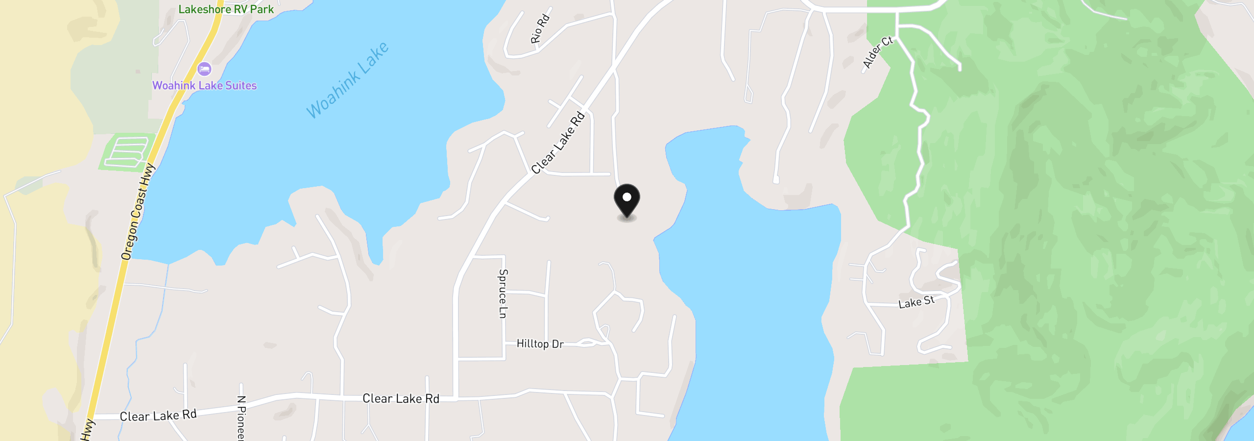 Map showing the location of 83489 Jensen Ln, Florence, OR 97439