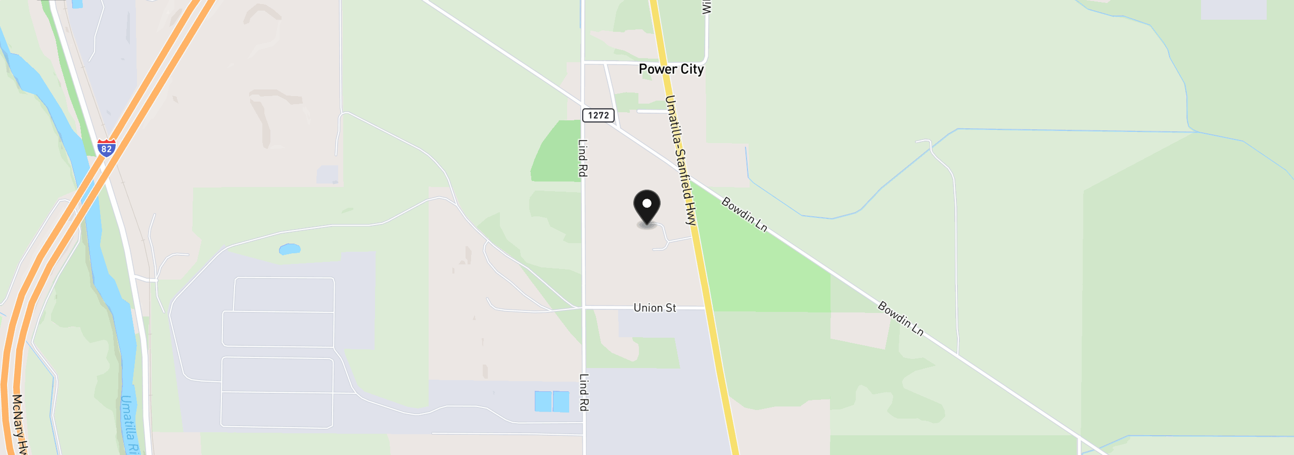 Map showing the location of 81876 Highway 395, Hermiston, OR 97838