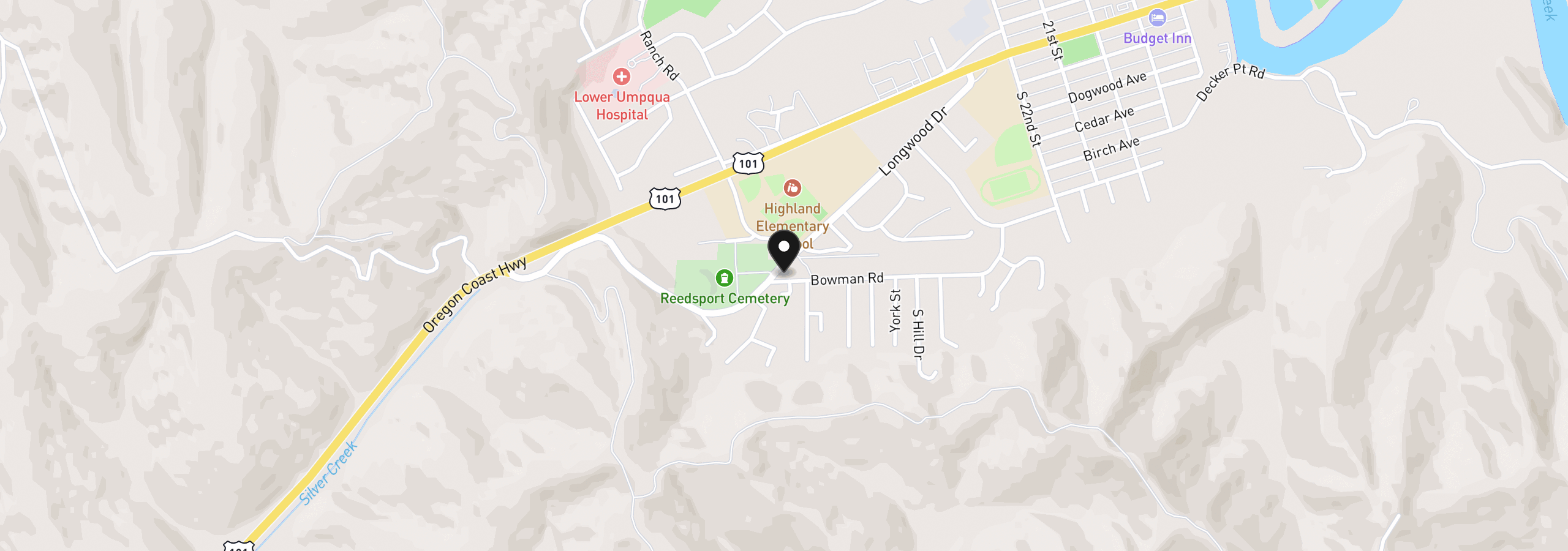 Map showing the location of 2970 Longwood Dr, Reedsport, OR 97467