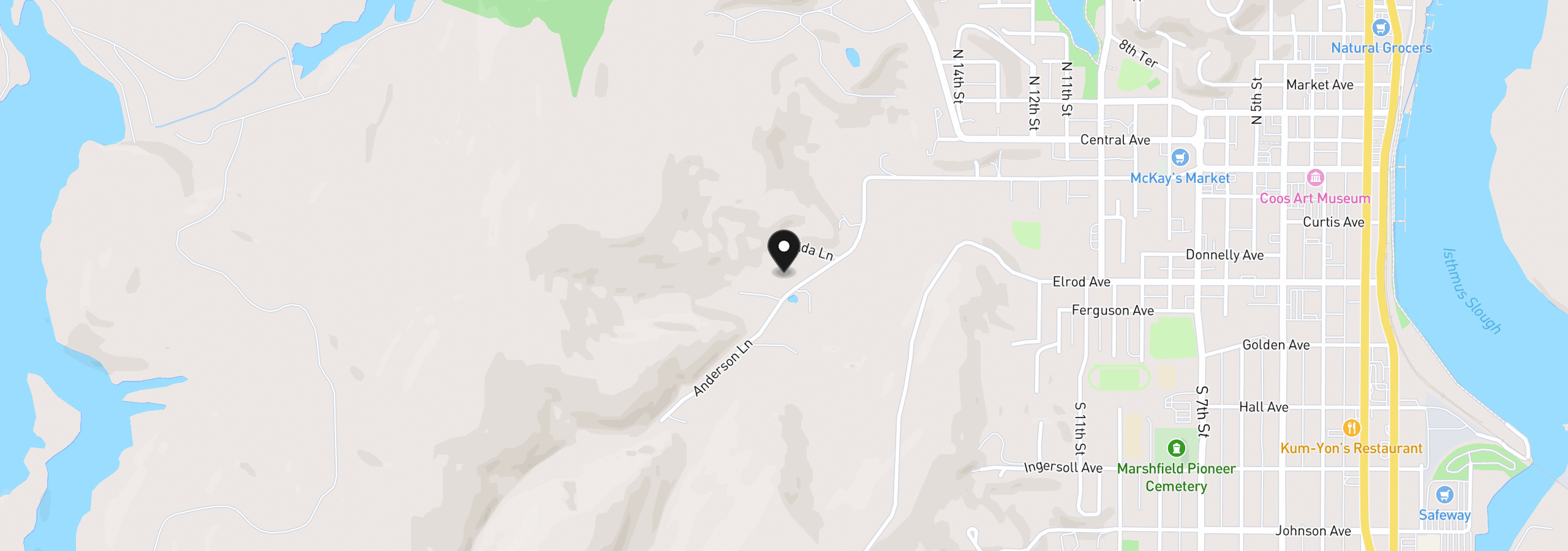 Map showing the location of 0 Fawn Ln, Coos Bay, OR 97420