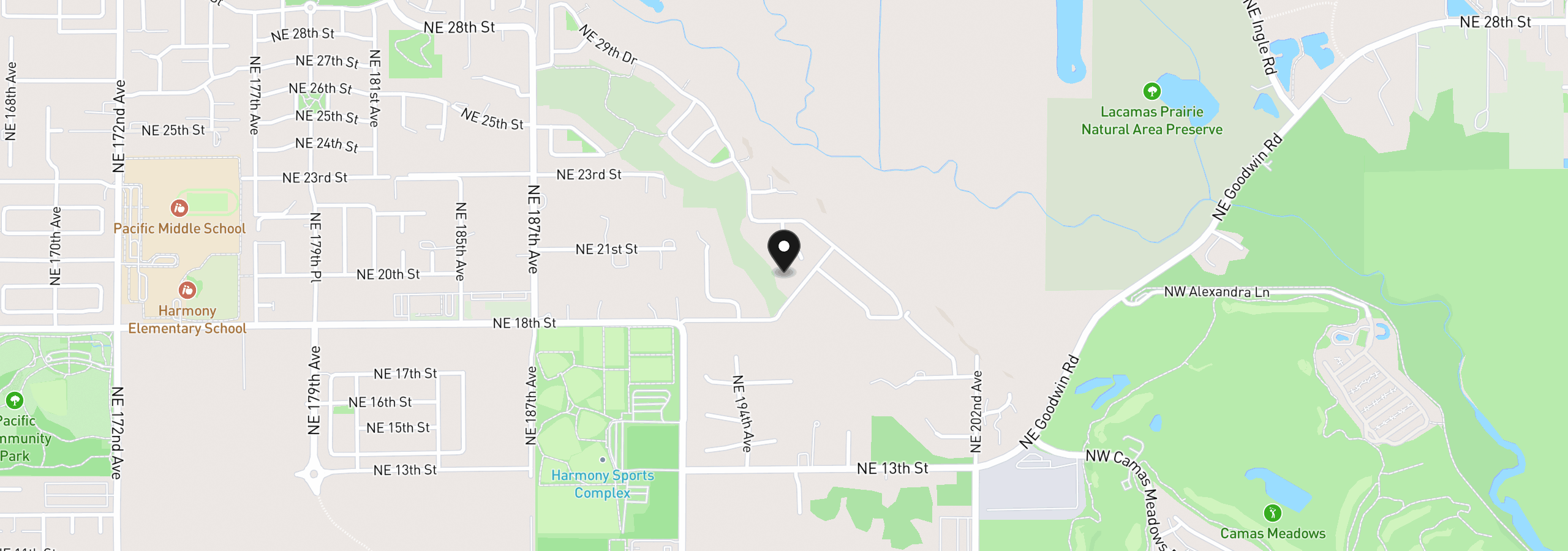 Map showing the location of 1827 NE 196th Ave, Vancouver, Wa 98684