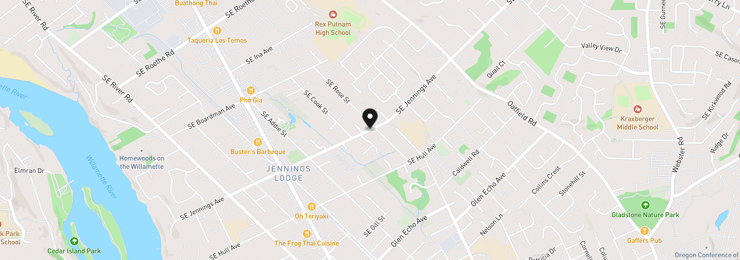 Map showing the location of 0 SE Jennings Ave, Milwaukie, OR 97267