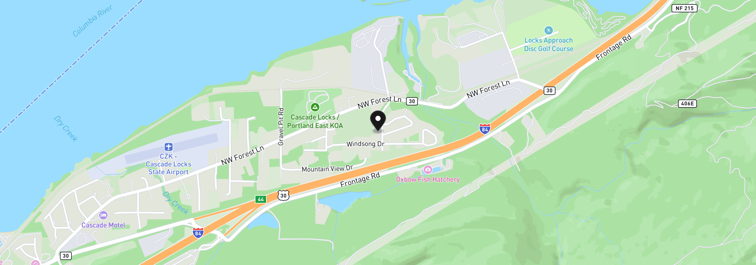Map showing the location of Manchester Dr Lot 85, Cascade Locks, OR 97014