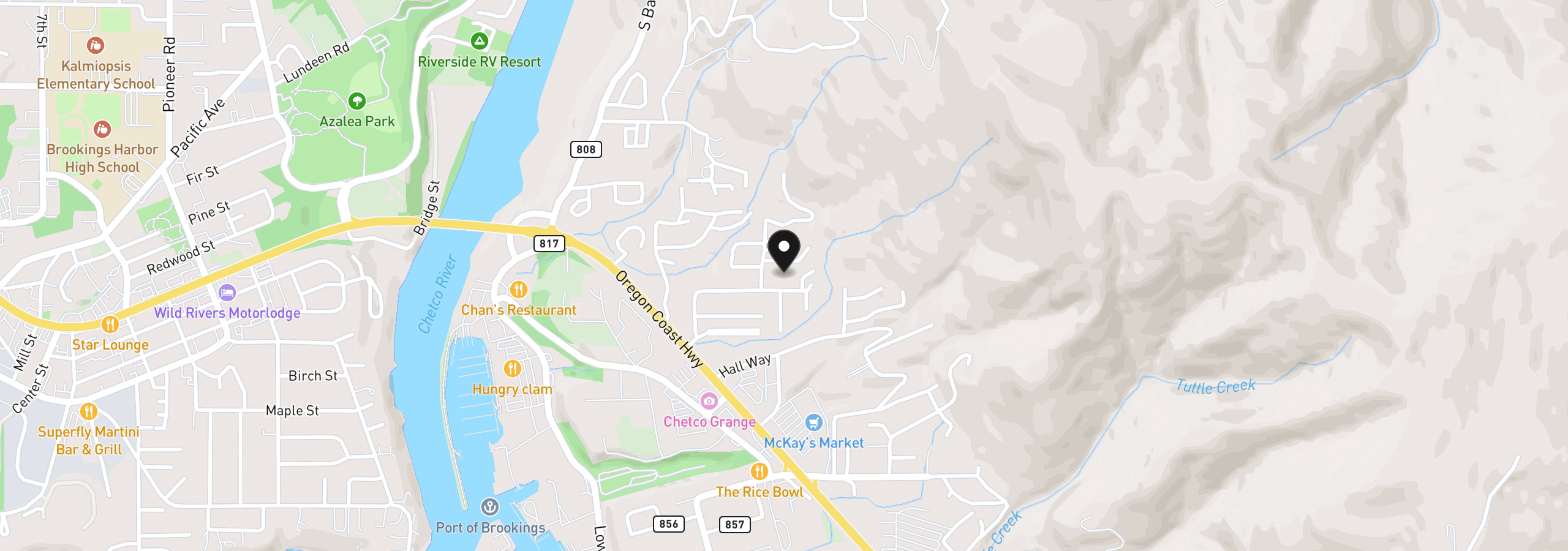 Map showing the location of 97987 Court St St, Brookings, OR 97415