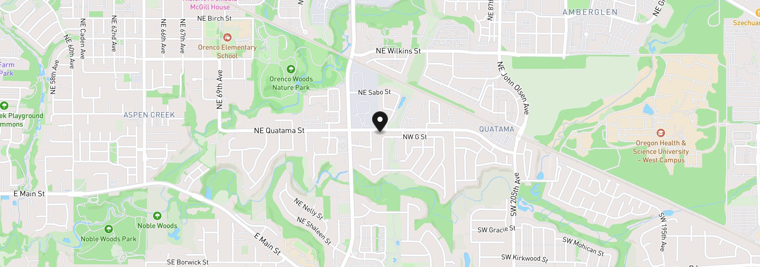 Map showing the location of 8300 NE Quatama St 77, Hillsboro, OR 97006