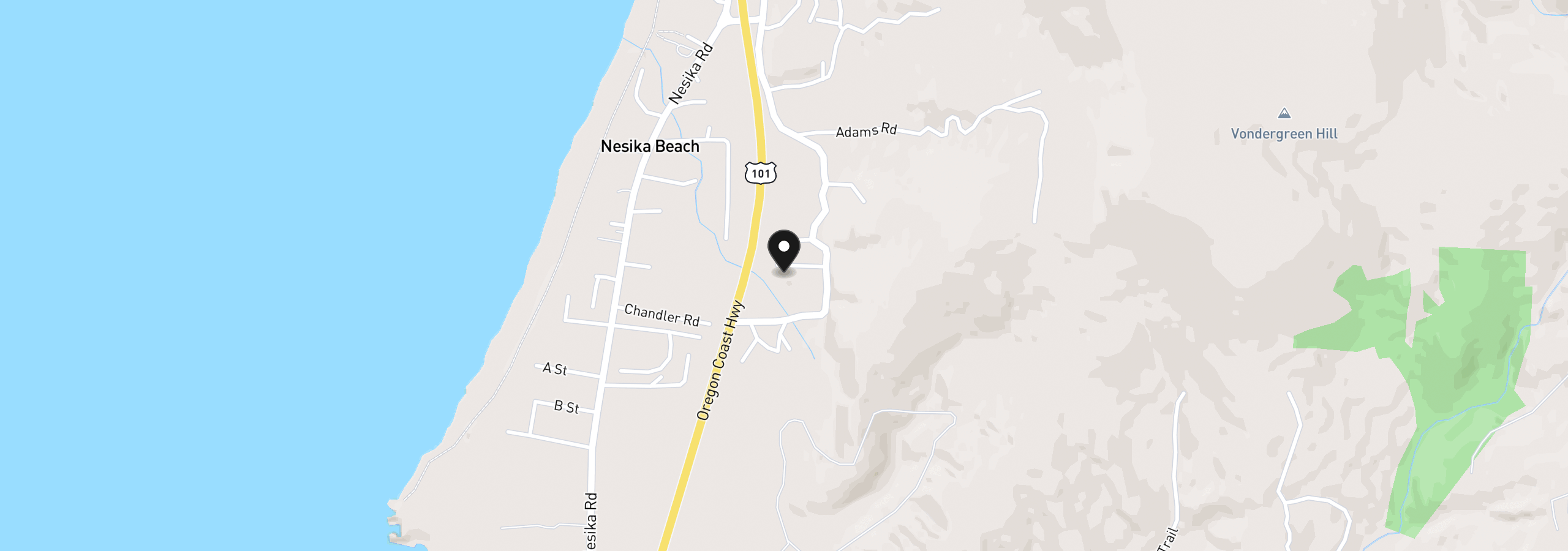 Map showing the location of 94664 Raccoon Ln, Gold Beach, OR 97444