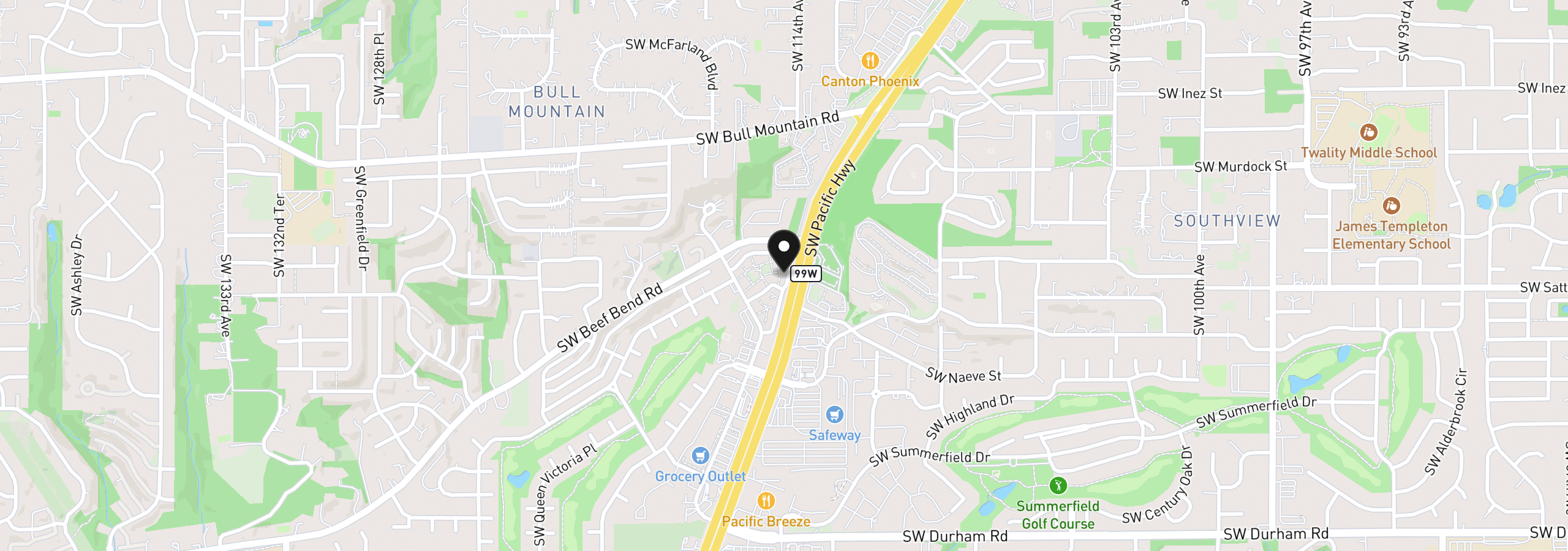 Map showing the location of 15100 SW Crown Dr 1, King City, OR 97224