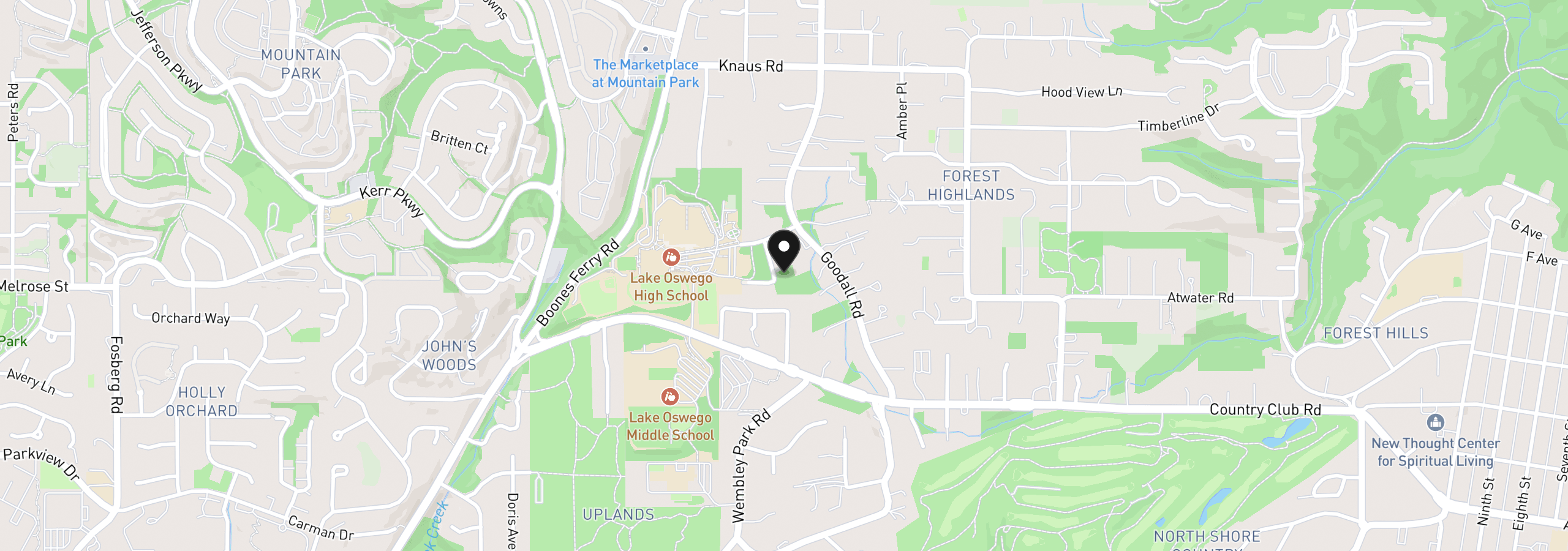 Map showing the location of 13652 Johnson Ter, Lake Oswego, OR 97034