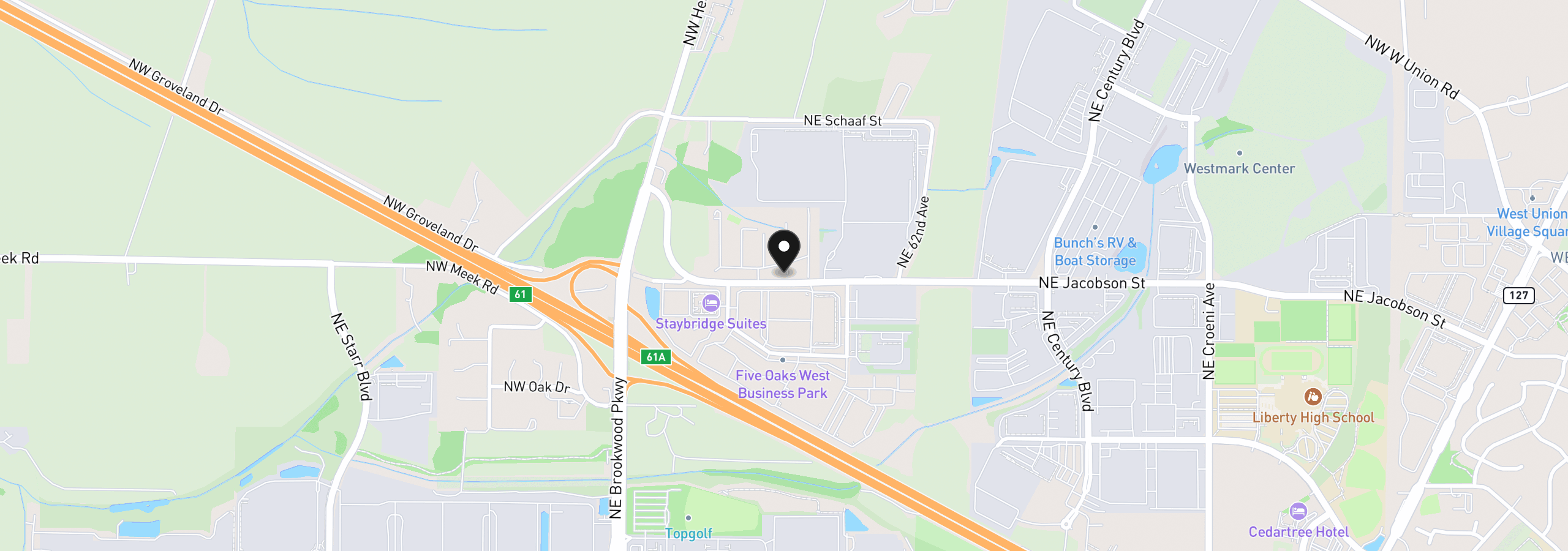 Map showing the location of 5885 NE Jacobson St 39, Hillsboro, OR 97124