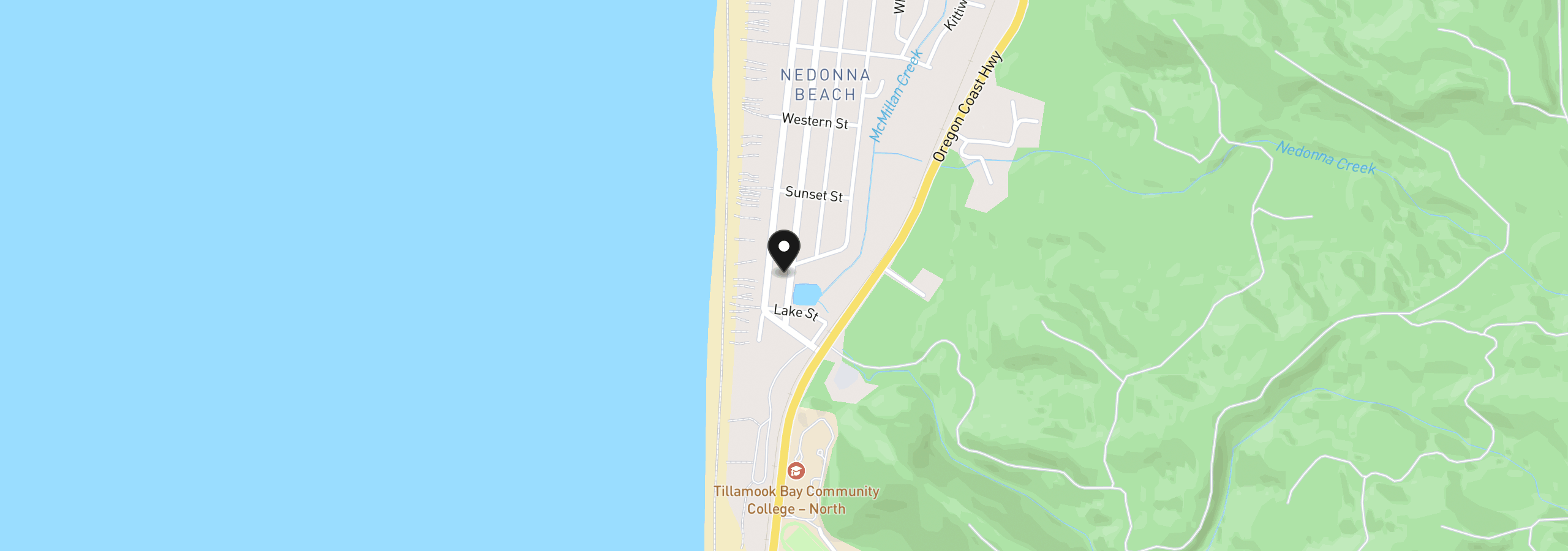 Map showing the location of 25760 Nedonna Ave, Rockaway Beach, OR 97136