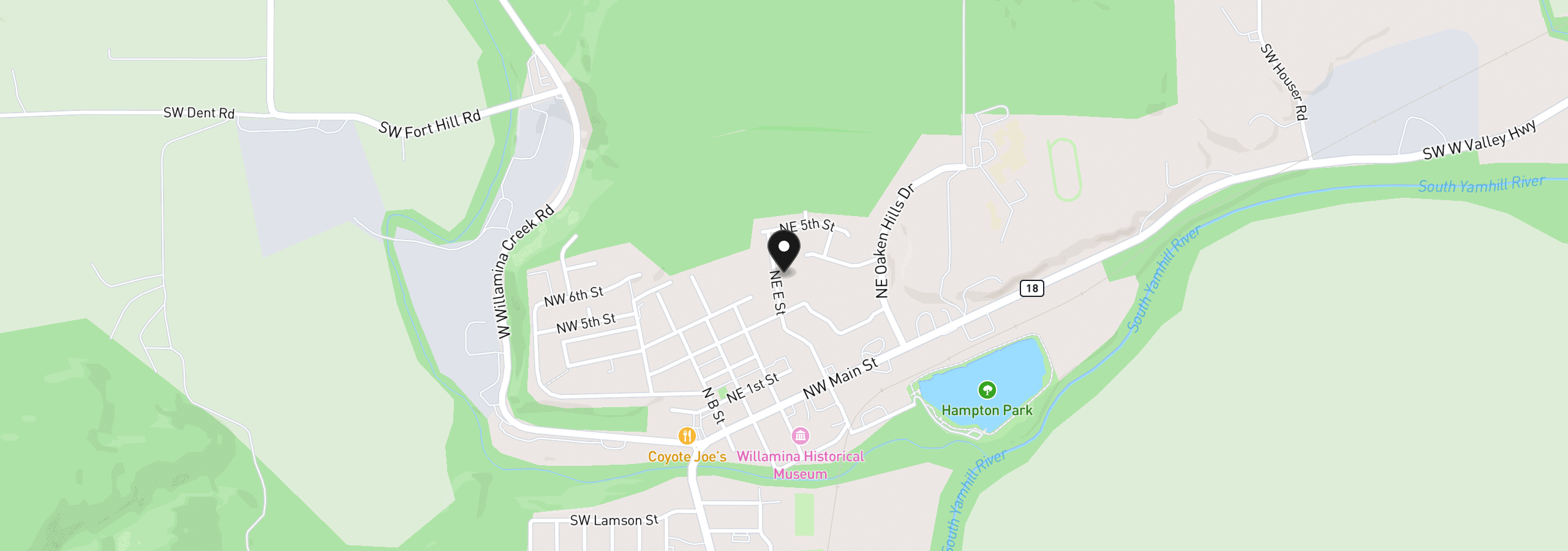Map showing the location of 710 NE E St, Willamina, OR 97396