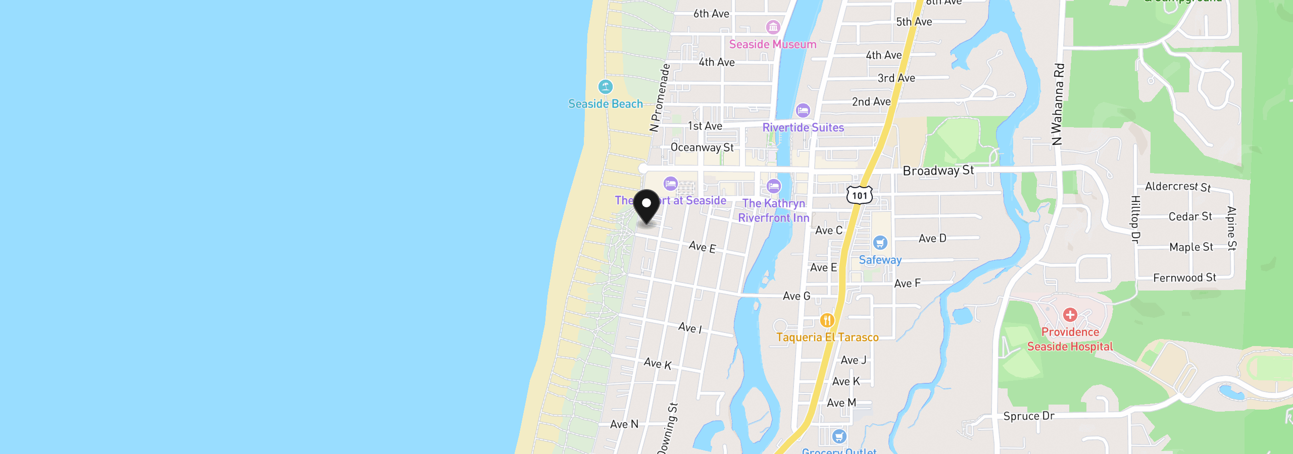 Map showing the location of 475 S Prom 510, Seaside, OR 97138