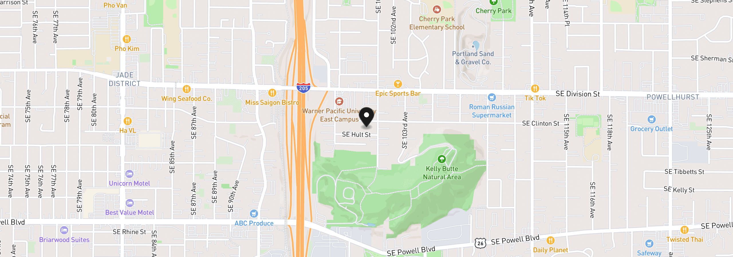 Map showing the location of 2777 SE 101st Ave, Portland, OR 97266
