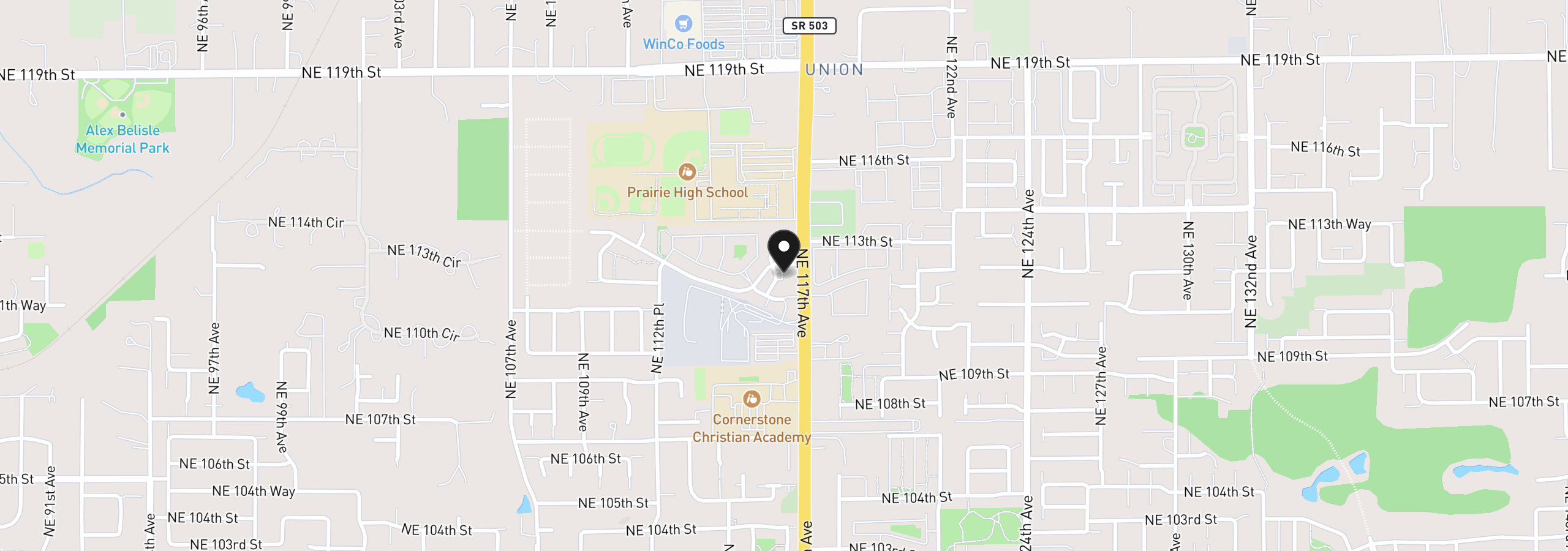 Map showing the location of NE 115th Ct, Vancouver, Wa 98662