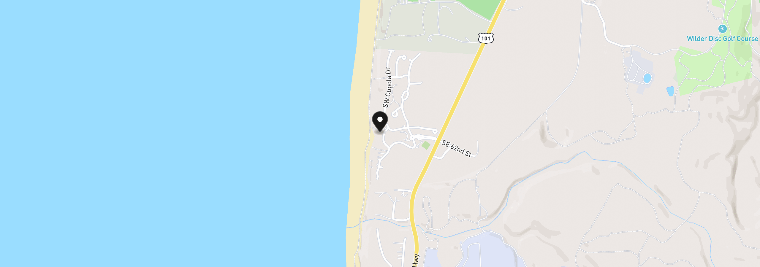 Map showing the location of SW Cupola Pl 132, South Beach, OR 97366