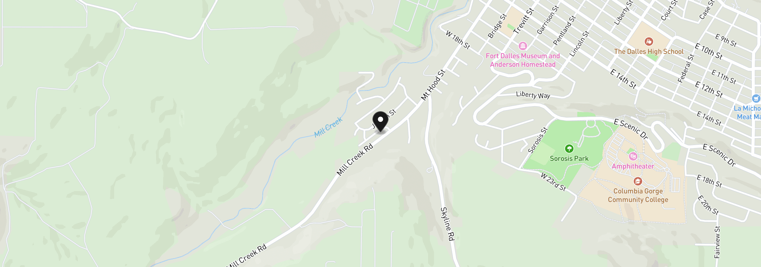 Map showing the location of 2526 Denton St, The Dalles, OR 97058