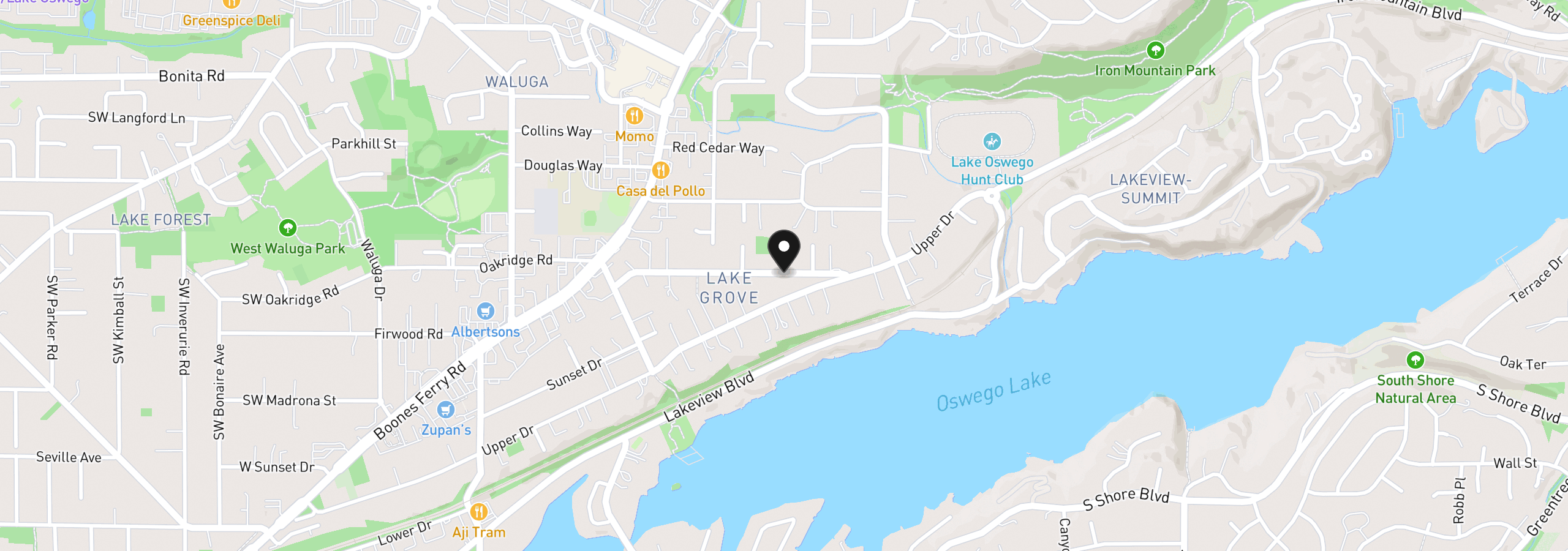 Map showing the location of 3525 Lake Grove Ave, Lake Oswego, OR 97035