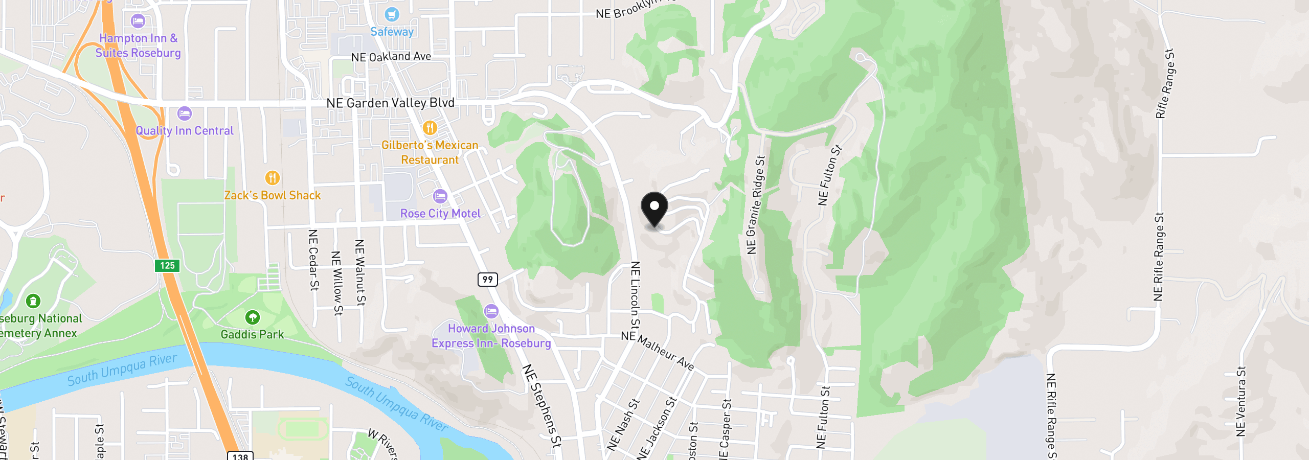 Map showing the location of 13 NE Spyglass Loop, Roseburg, OR 97470