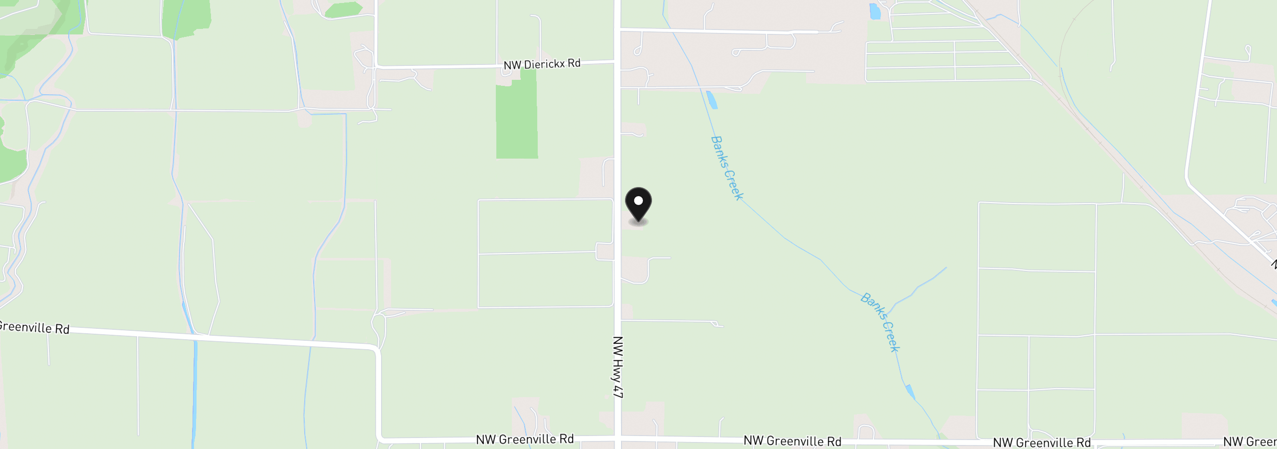 Map showing the location of 10906 NW Highway 47, Forest Grove, OR 97116