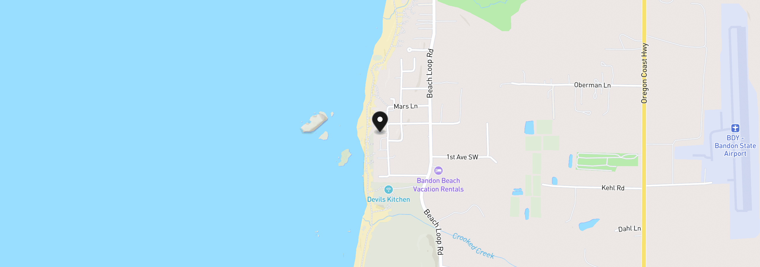 Map showing the location of 54190 Gould Road, Bandon, OR 97411