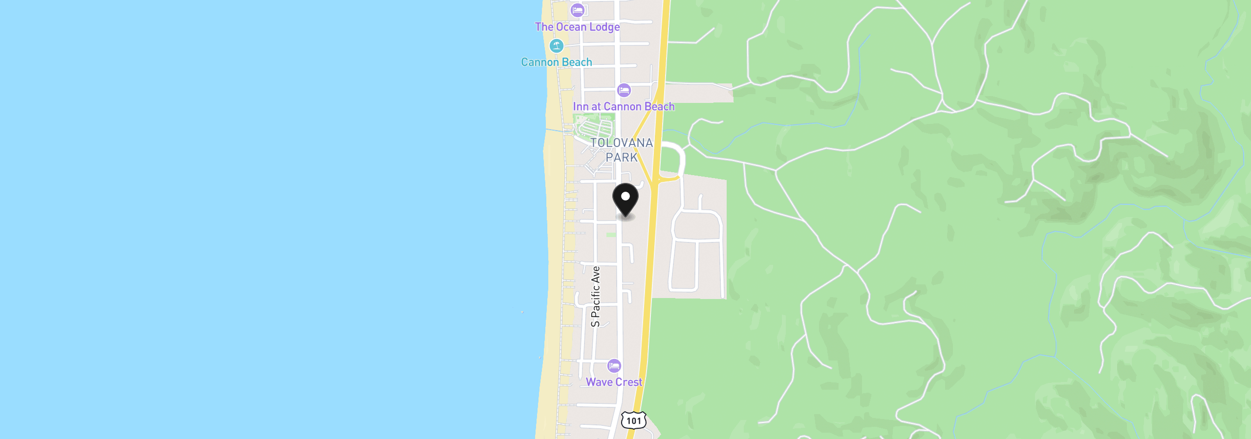 Map showing the location of Vl S Hemlock, Cannon Beach, OR 97110