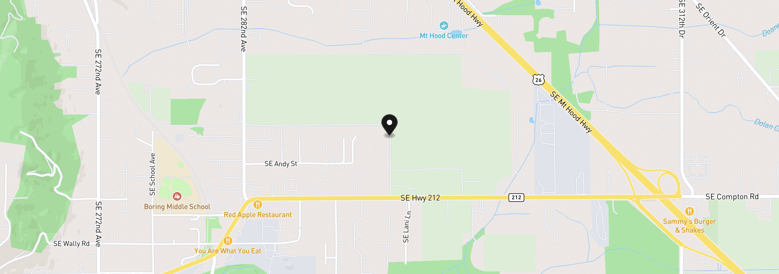 Map showing the location of 29209 SE Highway 212, Boring, OR 97009