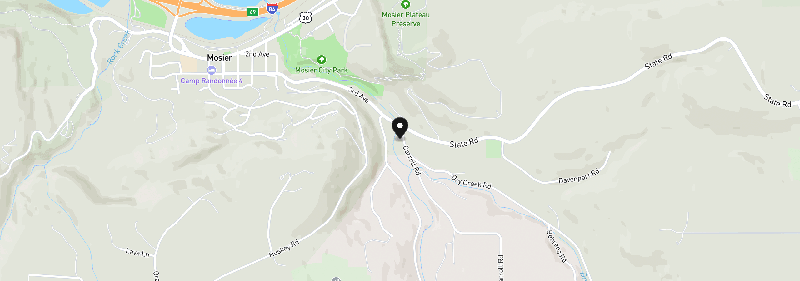Map showing the location of 585 Carroll Rd, Mosier, OR 97040