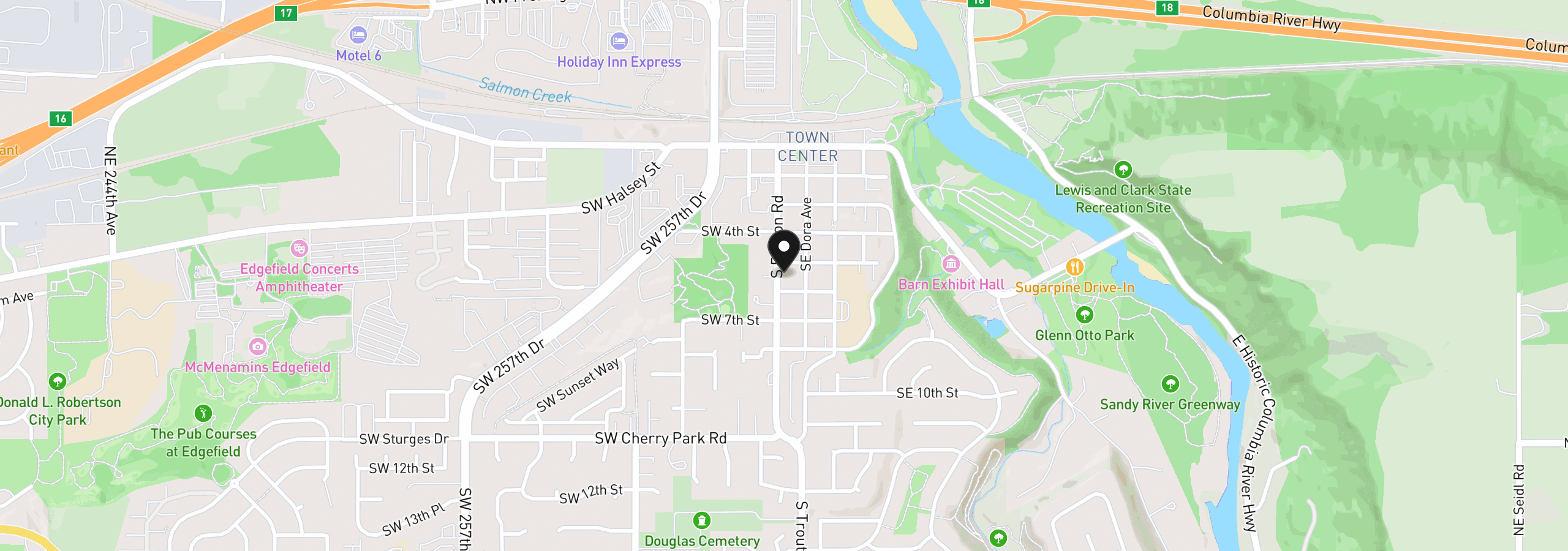Map showing the location of 520 S Buxton St, Troutdale, OR 97060