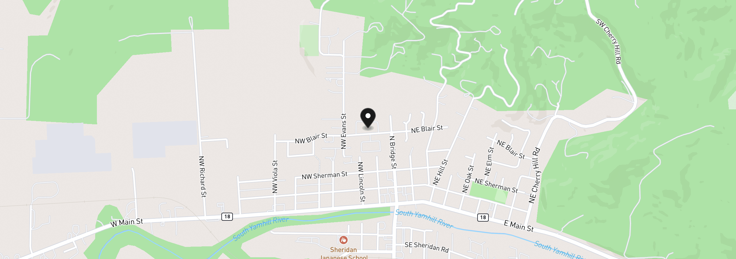Map showing the location of 221 NW Blair St 3, Sheridan, OR 97378
