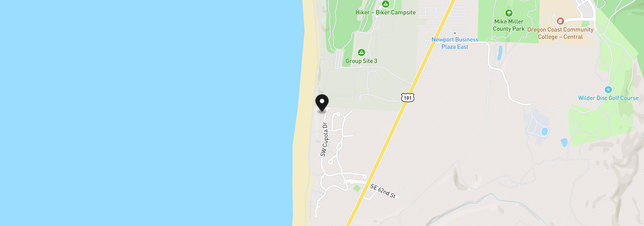 Map showing the location of SW Cupola Dr 124, South Beach, OR 97366