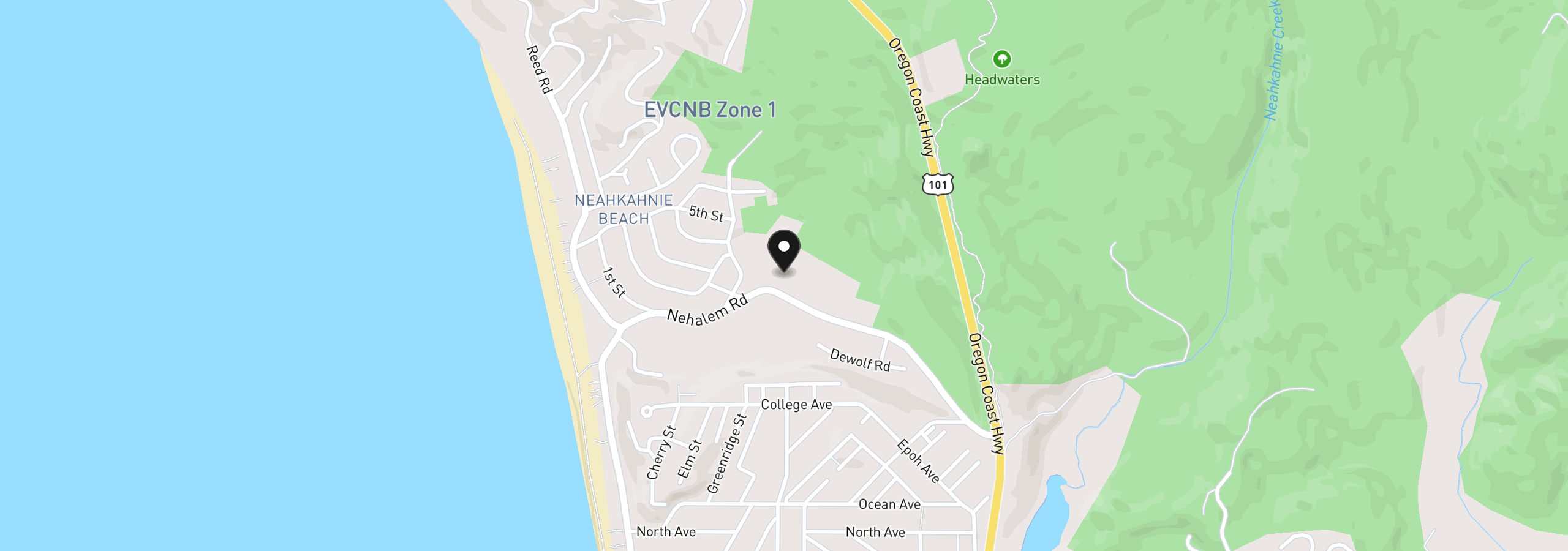 Map showing the location of 8950 Nehalem Rd, Manzanita, OR 97130