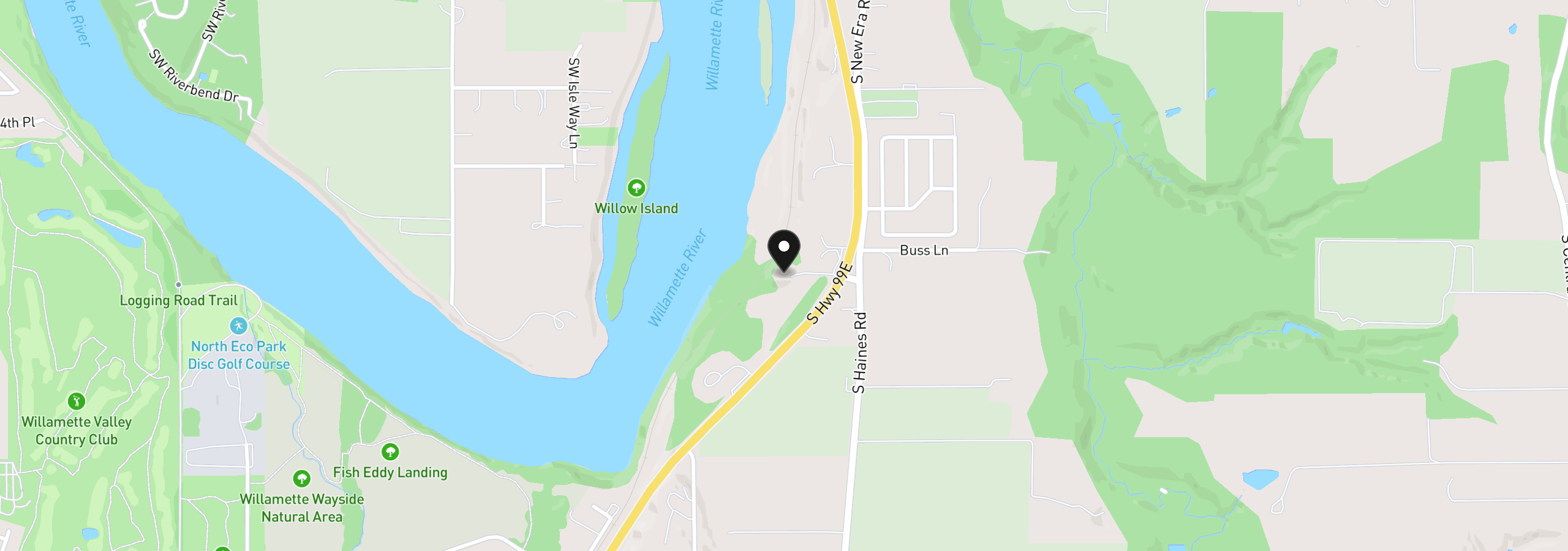 Map showing the location of 21951 S Hwy 99e, Canby, OR 97013