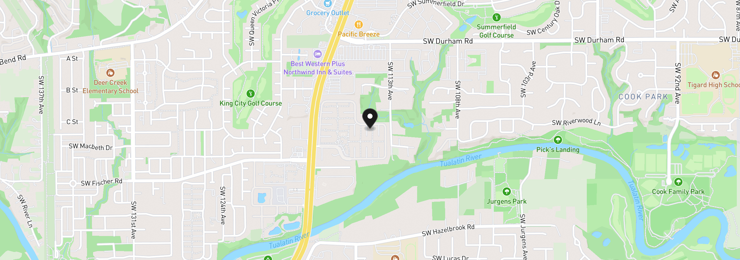 Map showing the location of 11552 SW Royal Villa Dr 19, Portland, OR 97224