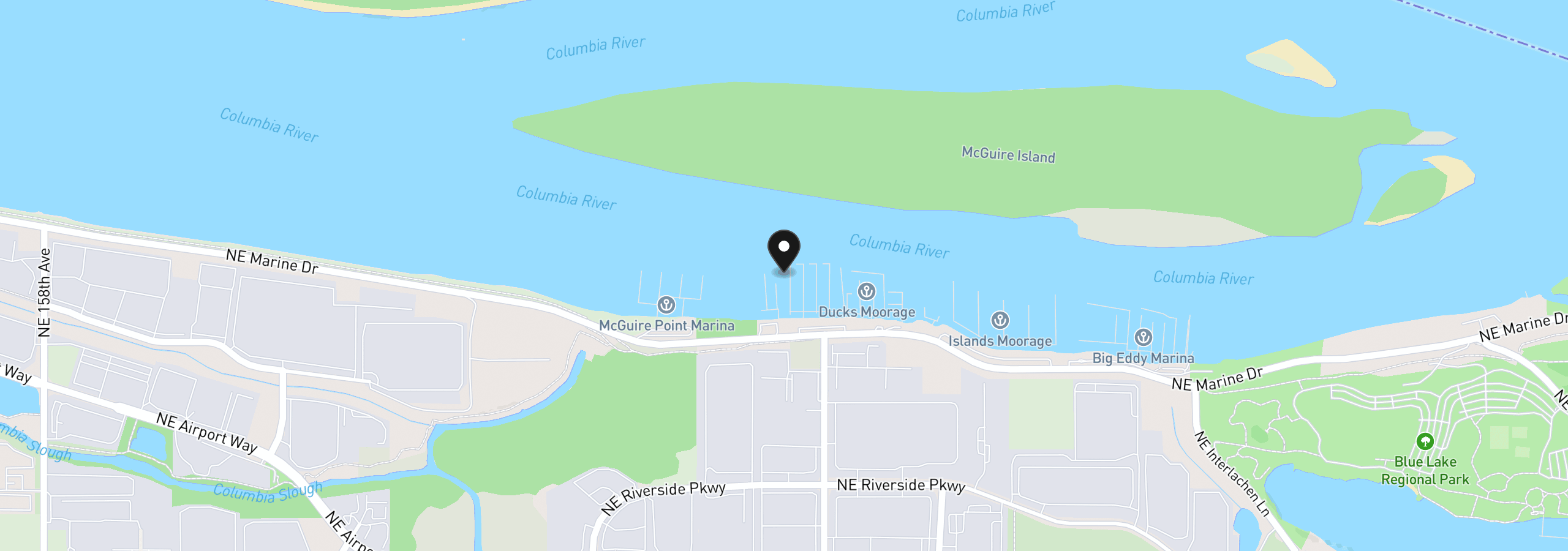 Map showing the location of 18525 NE Marine Dr E8, Portland, OR 97230