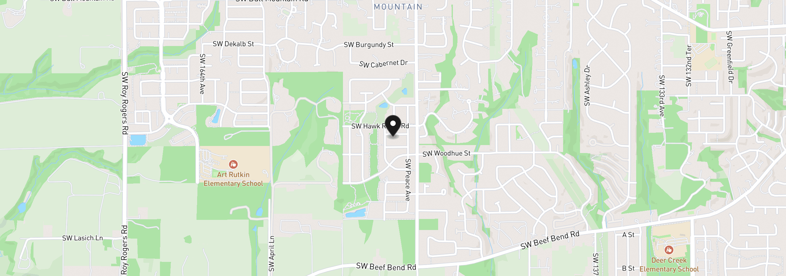 Map showing the location of 15194 SW Coolwater Ln, Tigard, OR 97224
