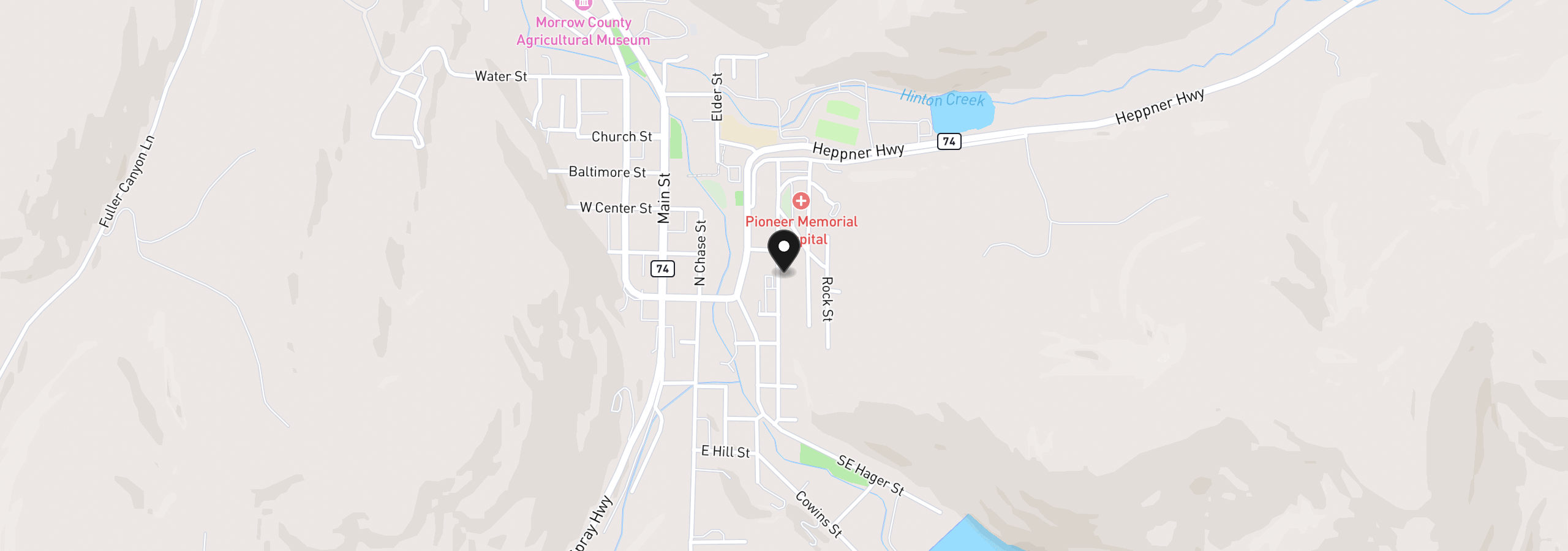 Map showing the location of 160 N Gilmore St, Heppner, OR 97836