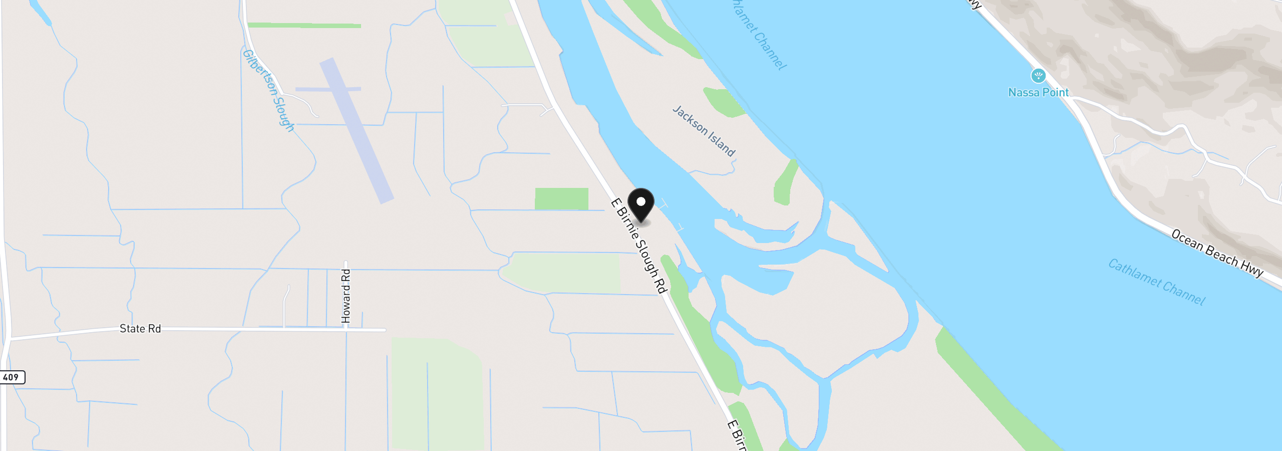 Map showing the location of 369 E Birnie Slough Rd, Cathlamet, Wa 98612