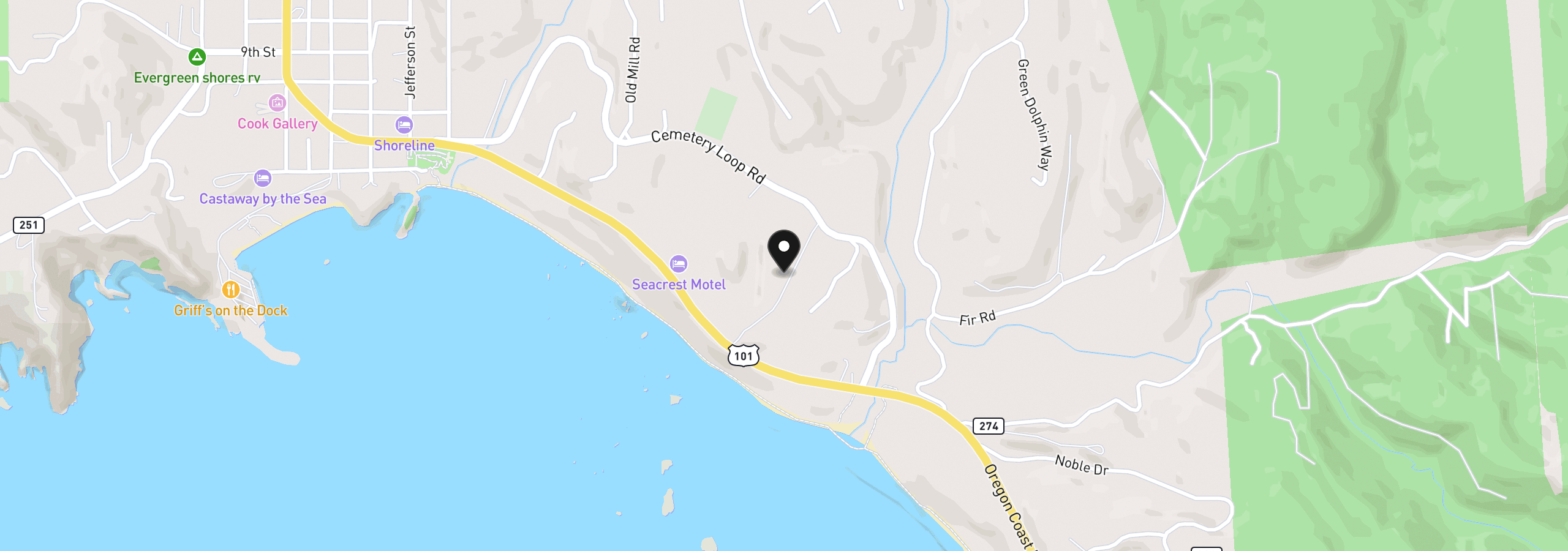 Map showing the location of Hubbard Ln. 4, Port Orford, OR 97465