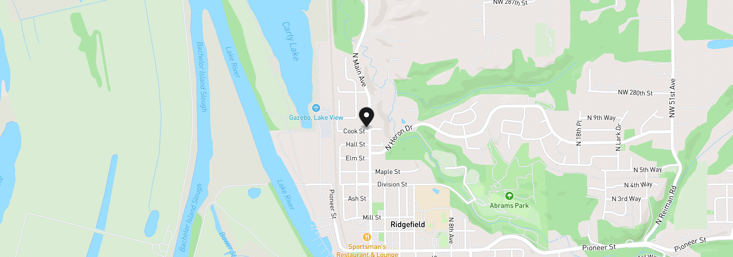 Map showing the location of 901 N Main Ave, Ridgefield, Wa 98642